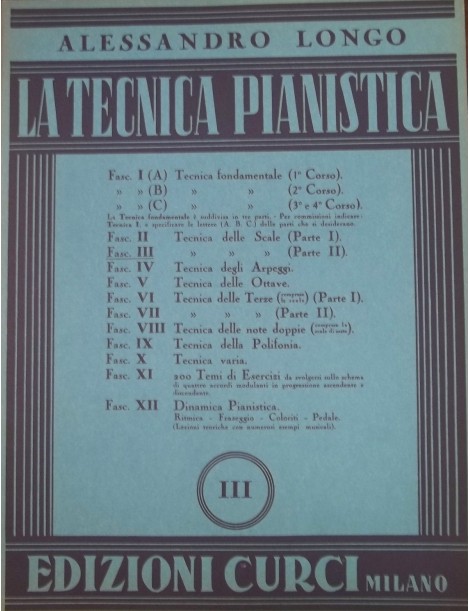 LONGO TECNICA PIANISTICA FASCICOLO 3°