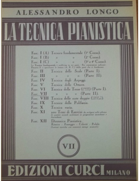 LONGO TECNICA PIANISTICA FASCICOLO 7° TECNICA DELLE TERZE PARTE 2