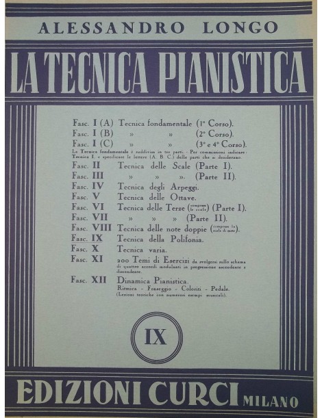LONGO TECNICA PIANISTICA FASCICOLO 9° TECNICA DELLA POLIFONIA