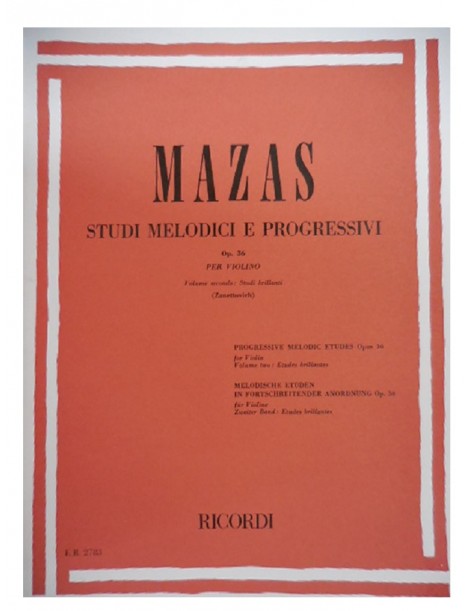 MAZAS STUDI MELODICI E PROGRESSIVI PER VIOLINO VOL 2° OP 36