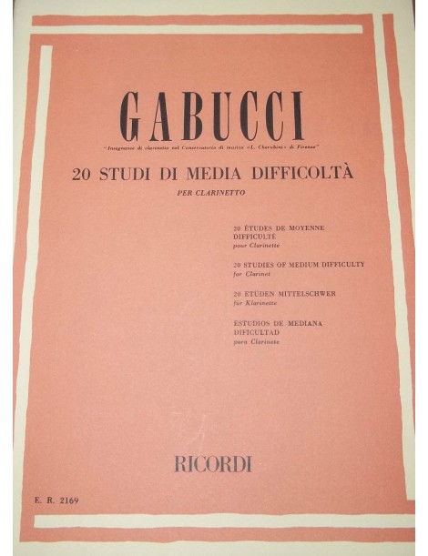 GABUCCI 20 STUDI DI MEDIA DIFFICOLTA' PER CLARINETTO