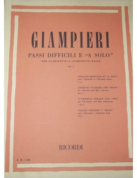 GIAMPIERI PASSI DIFFICILI E A SOLO PER CLARINETTO VOL 1
