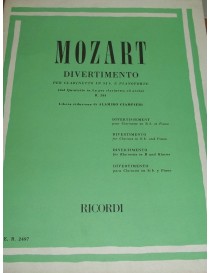 MOZART DIVERTIMENTO PER CLARINETTO E PIANOFORTE K581