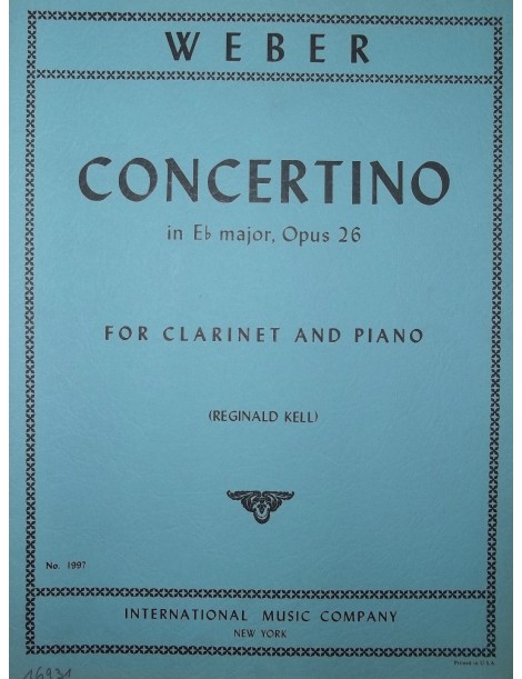 WEBER CONCERTINO IN MI b MAGGIORE OP 26 PER CLARINETTO E PIANOFORTE