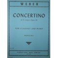 WEBER CONCERTINO IN MI b MAGGIORE OP 26 PER CLARINETTO E PIANOFORTE