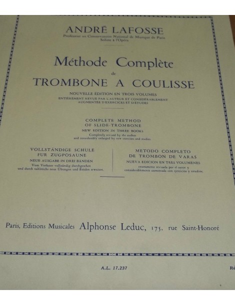LAFOSSE METODO COMPLETO PER TROMBONE A COULISSE VOL 1°