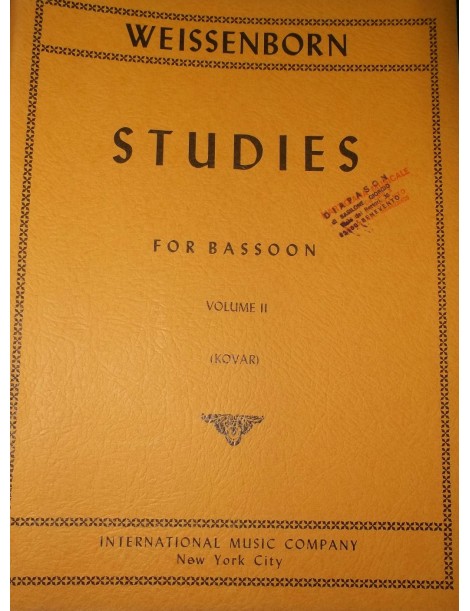 WEISSENBORN STUDIES FOR BASSOON VOL 2° OP 8