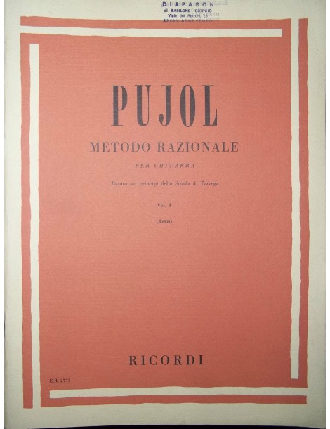 PUJOL METODO RAZIONALE PER CHITARRA VOL 1°