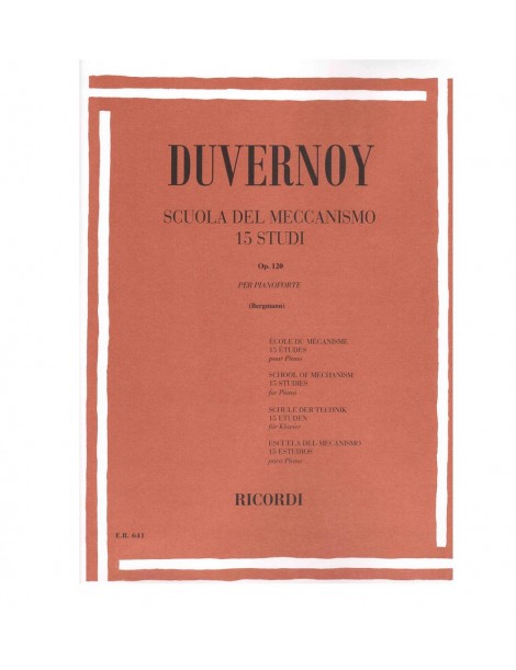 DUVERNOY SCUOLA DEL MECCANISMO 15 STUDI OP 120 PER PIANOFORTE