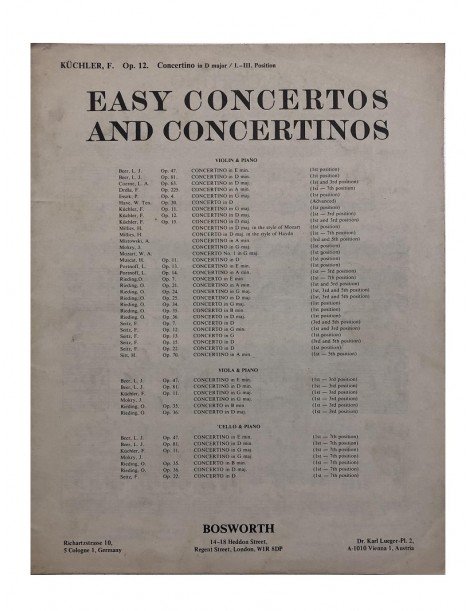 KUCHLER CONCERTINO IN RE MAG OP 10