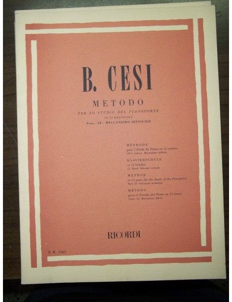 BENIAMINO CESI METODO PER LO STUDIO DEL PIANOFORTE VOL 12°