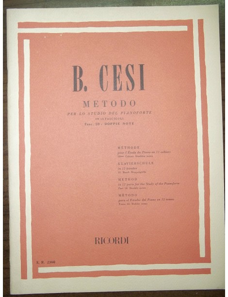 BENIAMINO CESI METODO PER LO STUDIO DEL PIANOFORTE VOL 10 DOPPIE NOTE