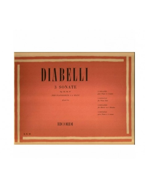 DIABELLI TRE SONATE PER PIANOFORTE OP 32,33,37