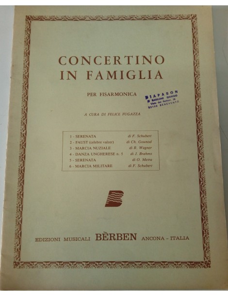 CONCERTINO IN FAMIGLIA SEI PEZZI PER FISARMONICA A CURA DI F. FUGAZZA