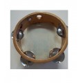 TAMBURELLO IN LEGNO PELLE NATURALE CM 15 CON 4 COPPIE DI PIATTINI
