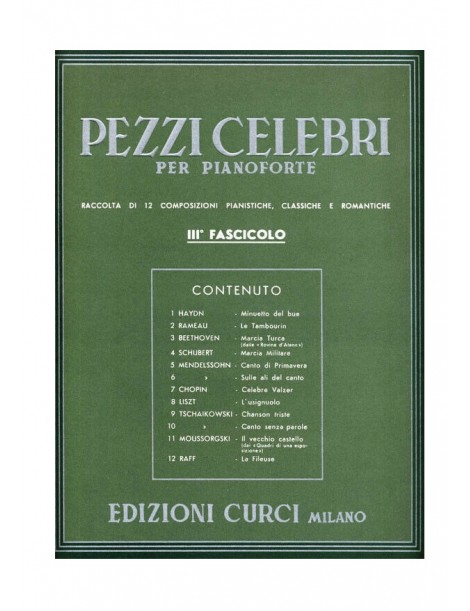 PEZZI CELEBRI PER PIANOFORTE 12 PEZZI FACILI