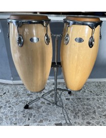 COPPIA DI CONGAS IN LEGNO CON SUPPORTO