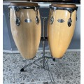 COPPIA DI CONGAS IN LEGNO CON SUPPORTO