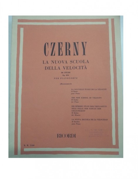 CZERNY LA NUOVA SCUOLA DELLA VELOCITA'  OP 834 PER PIANOFORTE