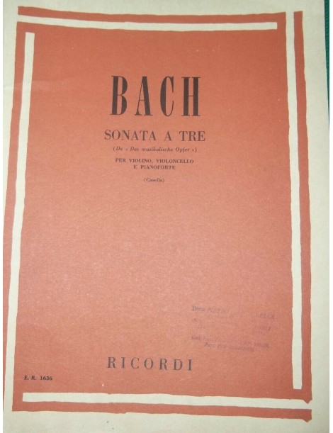 BACH SONATA A TRE PER VIOLINO VIOLONCELLO E PIANOFORTE