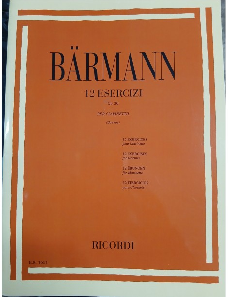 BARMANN 12 ESERCIZI OP 30 PER CLARINETTO